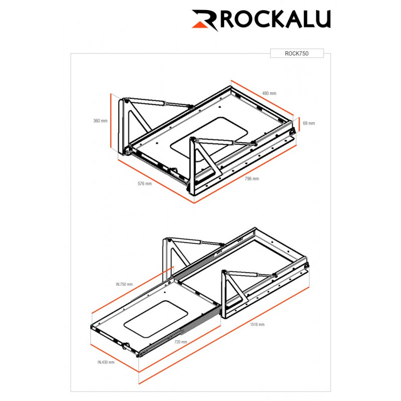 PLATEAU COULISSANT/BASCULANT POUR RÉFRIGÉRATEUR ROCKALU