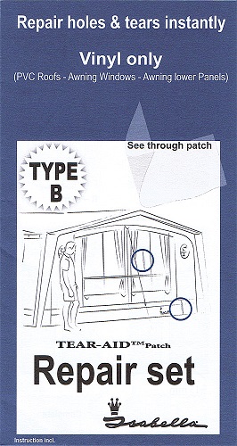 Kit de réparation pour toile de tente et film, type B : PVC